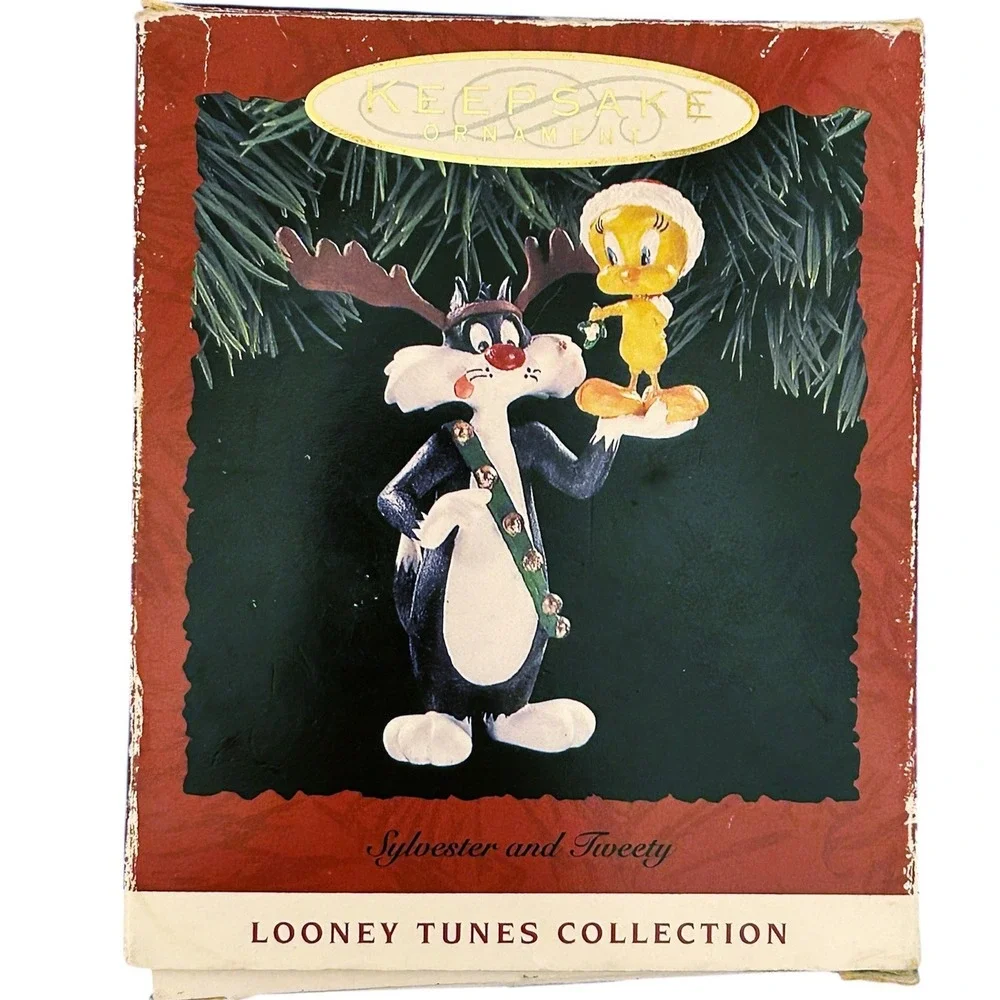 1993 Hallmark Keepsake Sylvester & Tweety Ornament w Box Looney‎ Tunes Christmas